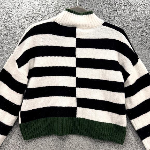 William Rast Women's Medium Boxy Crop Sweater Color Block‎ Sweater Green Accents - Picture 8 of 9
